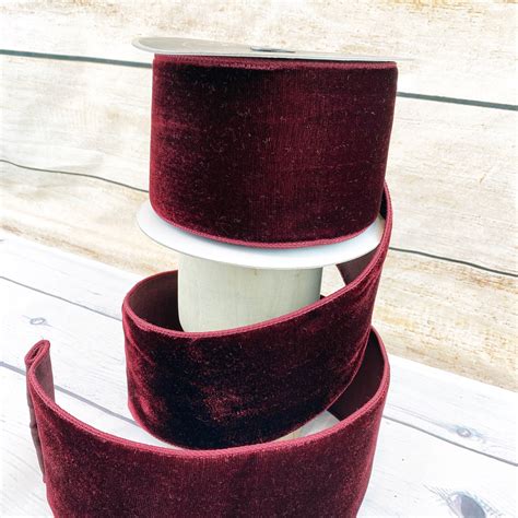 Farrisilk Burgundy Velvet Ribbon 4 Inch Velvet Ribbon | Etsy