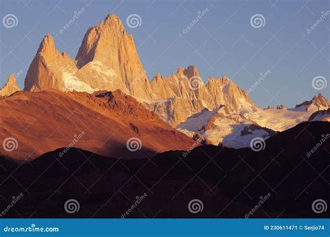 Fitz Roy Mountain at Sunrise Time. Los Glaciares National Park Stock Image - Image of patagonia ...