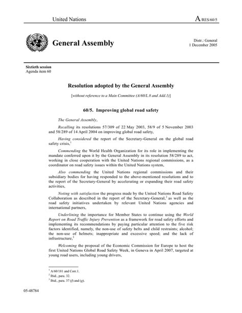 A General Assembly United Nations Resolution adopted by the General Assembly