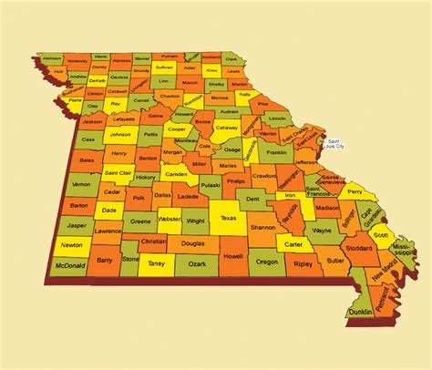 Missouri County Map Region | County Map Regional City
