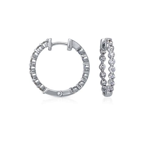 Floating Diamond Hoop Earrings in 18k White Gold (1 ct. tw.) | Blue Nile