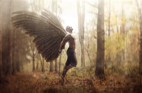 Male angel graphic wallpaper, men, fantasy art, angel, wings HD ...