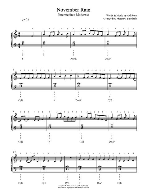 November Rain by Guns N' Roses Sheet Music & Lesson | Intermediate Level