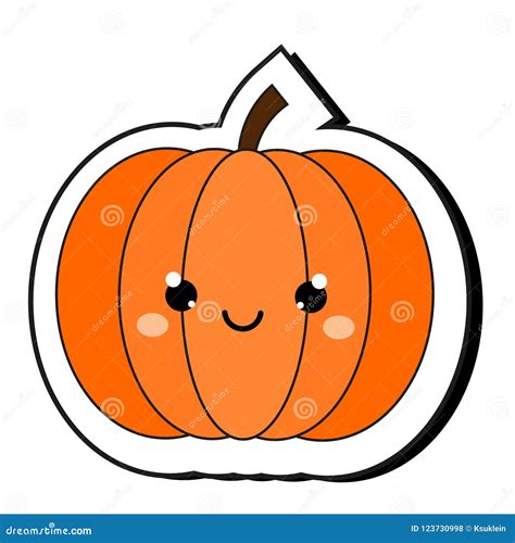 Cute Pumpkin Halloween Sticker. Isolaed Clip Art in Kawaii Style Stock Vector - Illustration of ...