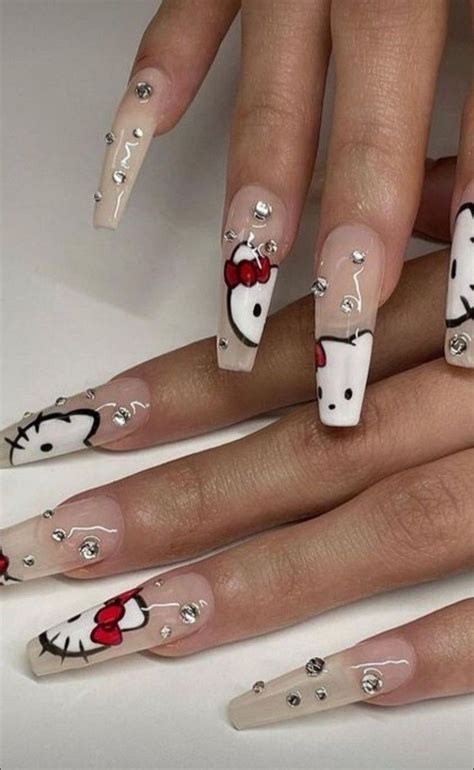 hello kitty nails | Hello kitty nails, Cat nails, Grunge nails