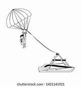 Water Sport Parasailing Athlete Boat Cartoon Stock Vector Royalty Free  sketch template
