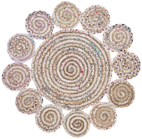 Braided Natural Jute 7 feet Round Area Rug for Living Room & Bedroom