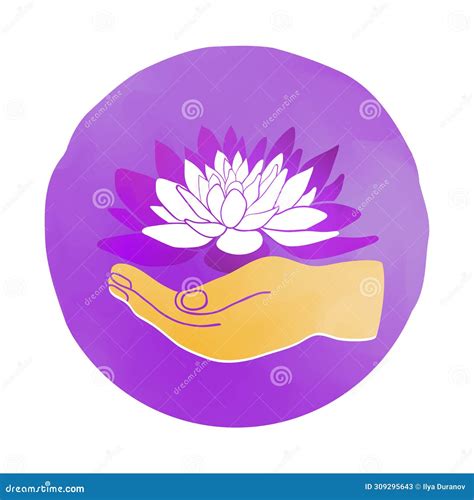 A Symbol of Lotus with Upholding Hand Stock Vector - Illustration of purple, harmony: 309295643
