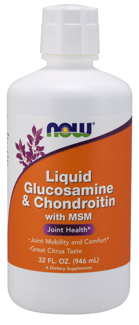 NOW Supplements, Glucosamine & Chondroitin with MSM, Liquid, Joint Health, Mobility and Comfort ...