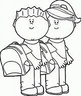 Kids Going To School We Coloring Page  Wecoloringpage Home sketch template