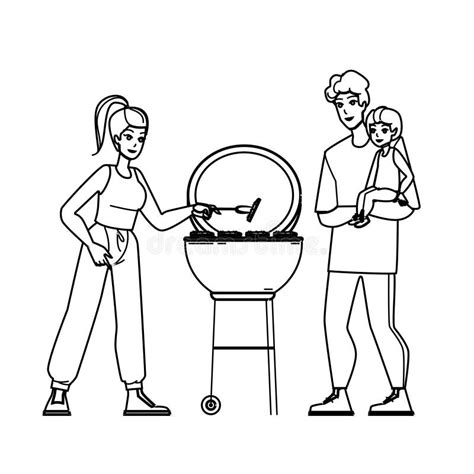 Family bbq vector stock vector. Illustration of barbecue - 274611732