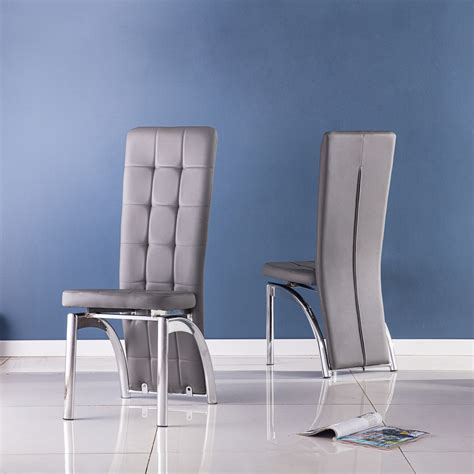 GRACE | 4 x High Back Faux Leather Dining Chairs with Chrome Frame | C ...