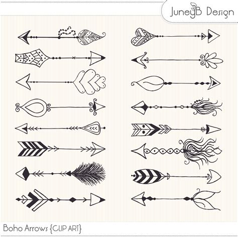 Tribal Hand Drawn Arrows Clipart, Doodle Wedding Arrow Clip Art Boho By Pravokrugulnik ...