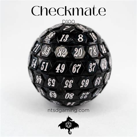 Checkmate | Black and White | Acrylic Sharp Edge | Individual d100 Percentile Dice