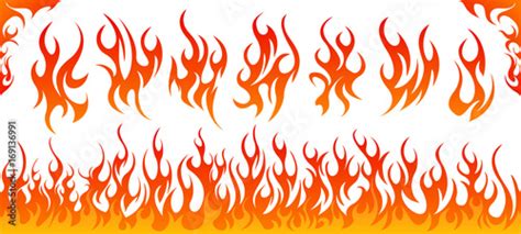 Fire flames vector set Stock Vector | Adobe Stock