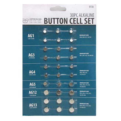 60 X Assorted Sizes Button Cell Alkaline Batteries Set AG1 AG3 AG4 AG5 ...