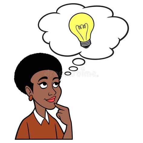 Black Woman Thinking about of an Idea Stock Vector - Illustration of women, problems: 245569053