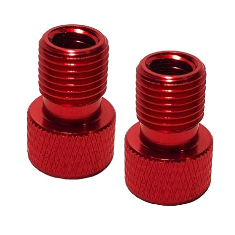 Road Up Two Red Presta Valve Adapters Convert Presta Valves to Standard Schrader Valve use ...