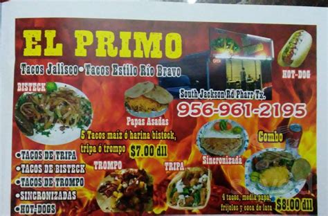 Taqueria el Primo menu in Pharr, Texas, USA