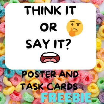 Think it or say it Poster and task cards FREEBIE by UNlVERSAL CREATIONS