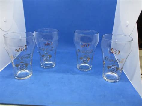 VINTAGE 75TH ANNIVERSARY Coca-Cola commemorative glasses Set Of Four Lot 5" tall $29.99 - PicClick