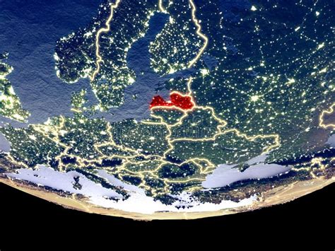 Latvia at night from space stock image. Image of plastic - 135781397