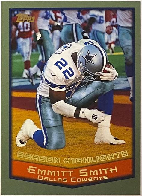 Emmitt Smith 1999 Topps Dallas Cowboys Football Season Highlights Card ...