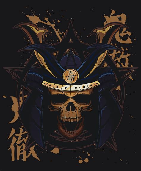 Samurai helmet skull vector illustration 25879779 Vector Art at Vecteezy