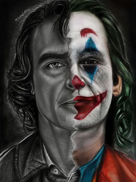 4K Free download | Joker by Mohamed Ahmed. Half face drawing, Face art ...