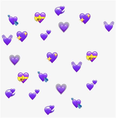 Purple Hearts Heart Emoji Emojis Tumblr - Many Heart Emoji Png ...