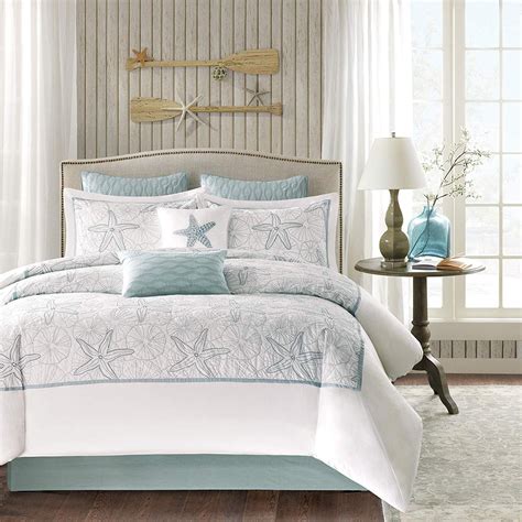 BEAUTIFUL MODERN CHIC LIGHT BLUE AQUA WHITE TROPICAL EXOTIC BEACH COMFORTER SET Bedding ...