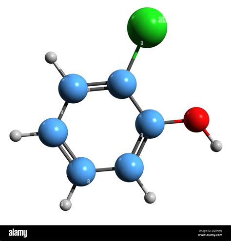 3D image of Chlorophenol skeletal formula - molecular chemical structure of organochloride ...