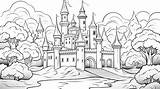 Coloring Activity For Children Fairy Tale Medieval Kingdom  sketch template