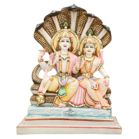 Buy Vishnu Lakshmi Statue Large 12 inches Hand painted Marble Lakshmi ...