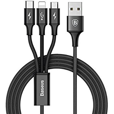 BASEUS 3-in-1 Micro-USB + Lightning + Type C Cable-Black