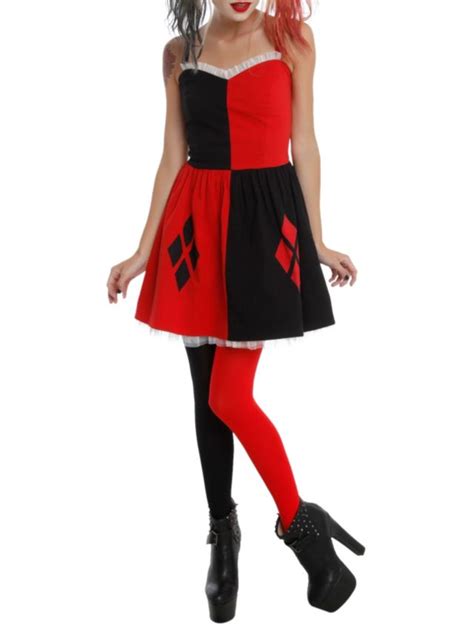 Harley Quinn costume dress with lined skirt, elastic waist, back zip ...