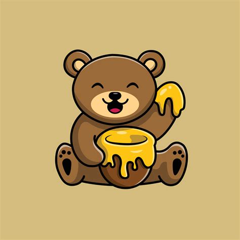 Cute Teddy Bear Eat Honey Illustration 4990510 Vector Art at Vecteezy