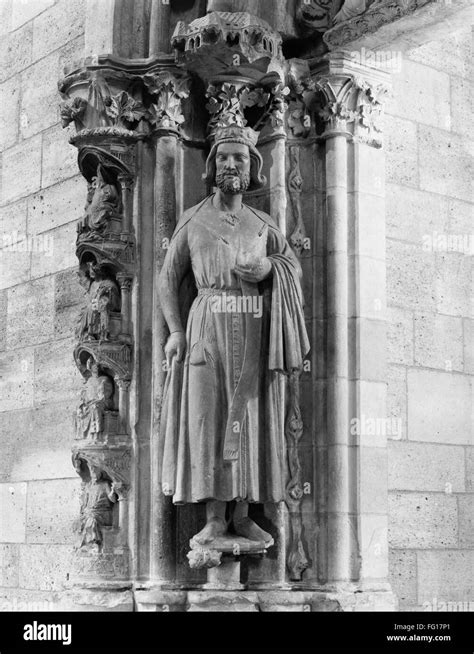 FRANCE: KING CLOVIS I. /nStatue of King Clovis I, from a doorway of the ...