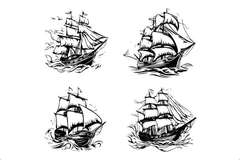 Pirate Ship 1 Black Vector Silhouette Graphic by Designbuzz99 ...