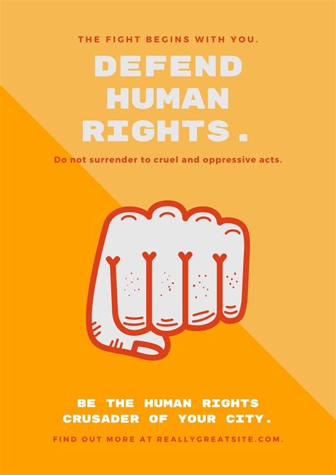 Orange Yellow Fist Human Rights Poster - Templates by Canva