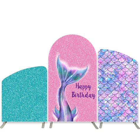 Aperturee Glitter Mermaid Happy Birthday Arch Backdrop Kit | Chiara ...