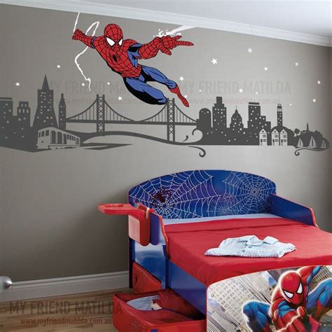 Spiderman Boys Wall Decal Themed Room Spider Man | Quarto homem aranha ...