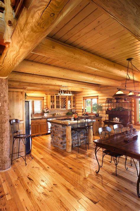 Yellowstone Log Homes #loghomeinteriorsawesome | Log home interior, Log home kitchens, Log home ...