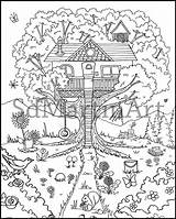 Tree Treehouse Clipart Line Coloring Svg Cliparts Magic Clip Drawings  sketch template