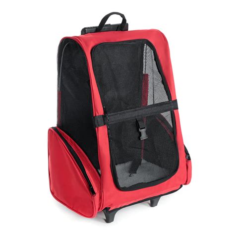 Large Breathable Pet Carrier Backpack Travel Pet Stroller with 2 wheels for Dogs & Cats Puppy ...