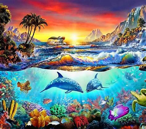 My dolphins | Dolphin art, Ocean art, Underwater painting
