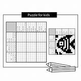 Japanese Crossword Puzzle Kids And Adult Mathematical Mosaic Nonogram  sketch template