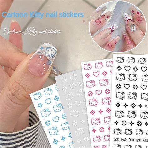 hellokitty nail art stickers / Cartoon KT Cat Nail Sticker / Cute Hello Kitty Stickers | Shopee ...