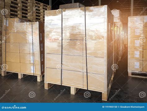 Interior Of Warehouse. Rows Of Shelves With Boxes Royalty-Free Stock ...