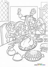 Elena Thanksgiving Day family dinner  Coloring Pages For Kids sketch template